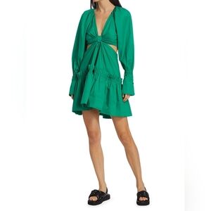 8. NWT A.L.C. WOMEN'S ALEXA CUT-OUT POPLIN MINI DRESS VIRIDIAN GREEN SIZE 00